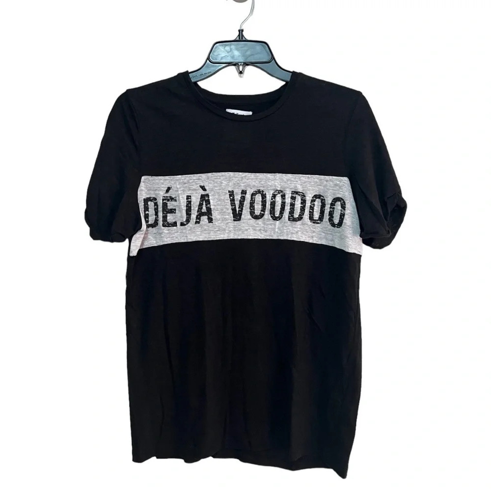 Zoe Karssen Deja Voodoo 100% Linen Black Tee Shirt Top Women’s M